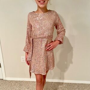 Girls blush pink sequins short dress size 10